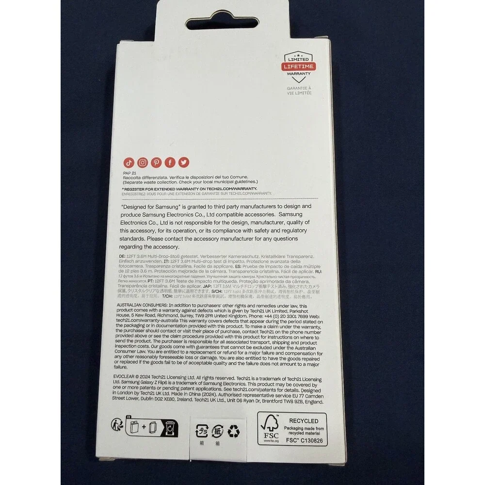 Tech21 EvoClear Case for Samsung Galaxy Z Flip6 Clear NEW IN BOX